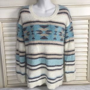 Xhilaration Fuzzy Striped Sweater Size XS Soft
